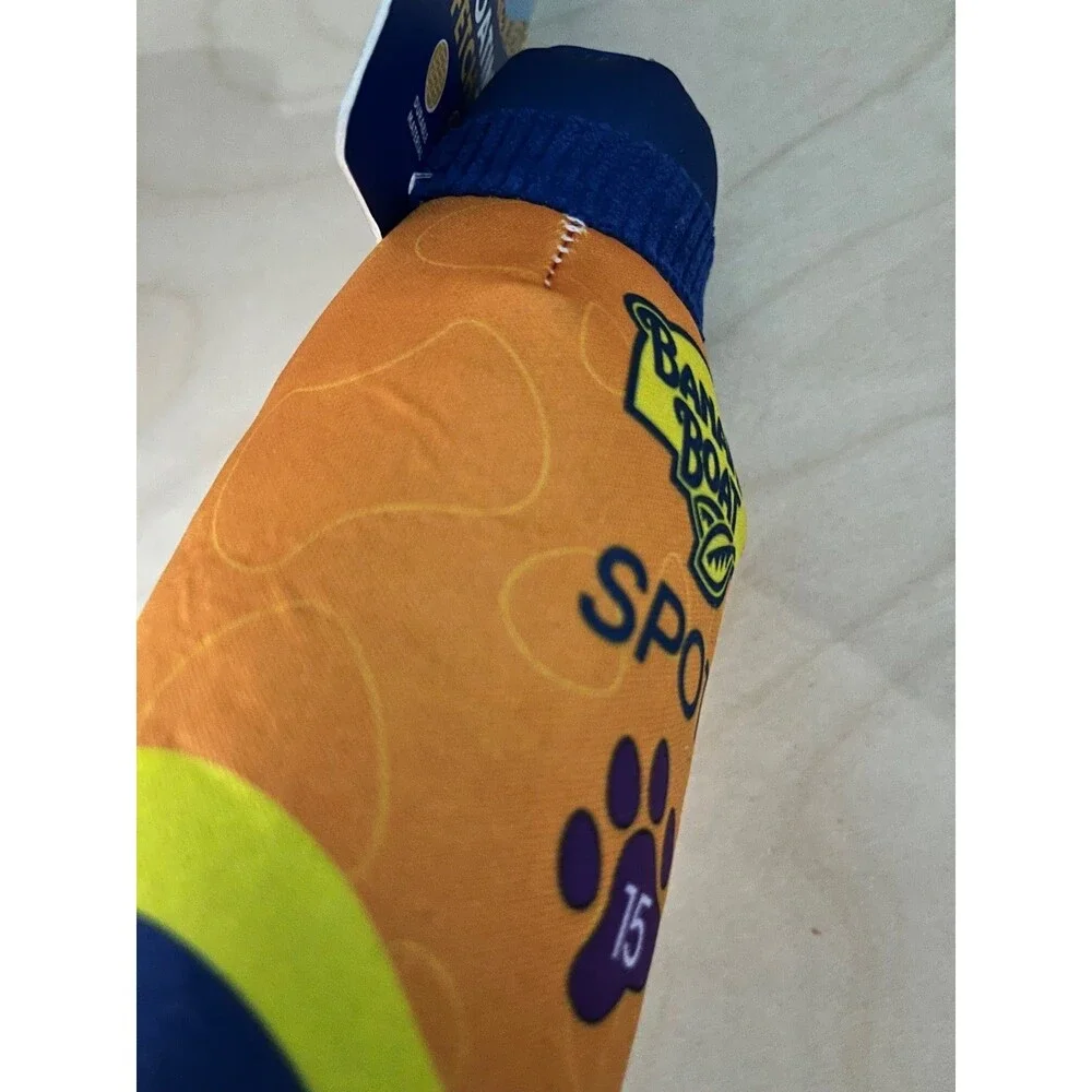 New Banana Boat  Fake Sunscreen Bottle Floating Fetch Squeaky Dog Toy Summer